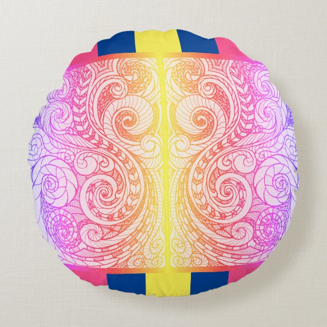 Almohada del suelo de arte del doodle arcoiris (Anverso)
