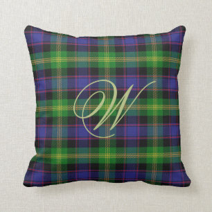 Almohada del tartán del monograma de Watson