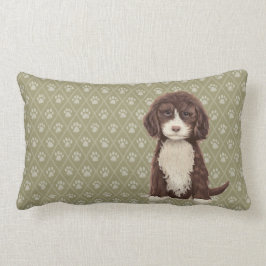 Almohada del verde del perro de Brown