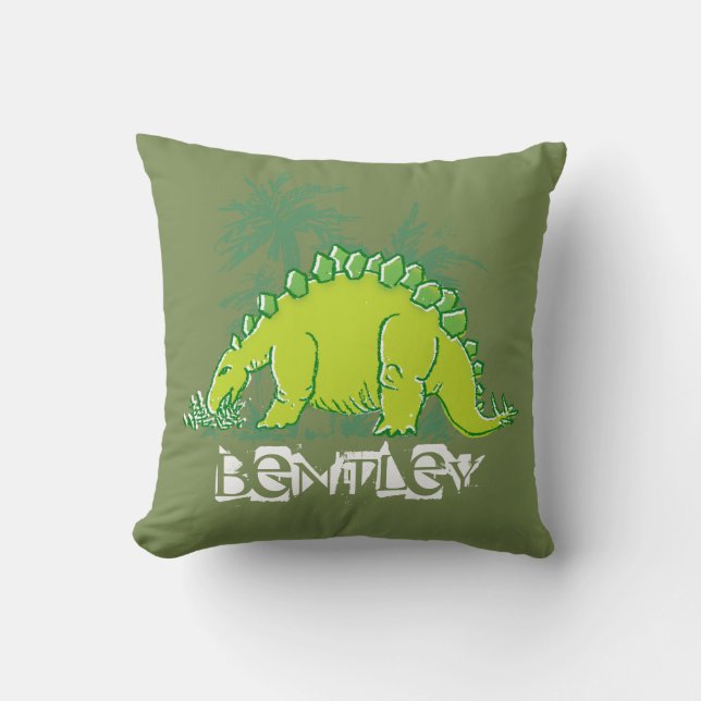 Almohada del verde del Stegosaurus del dinosaurio (Anverso)