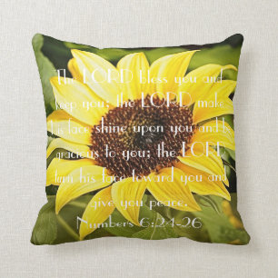 Almohada del verso de la biblia del girasol del