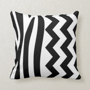 Almohada del zigzag B&W de la cebra