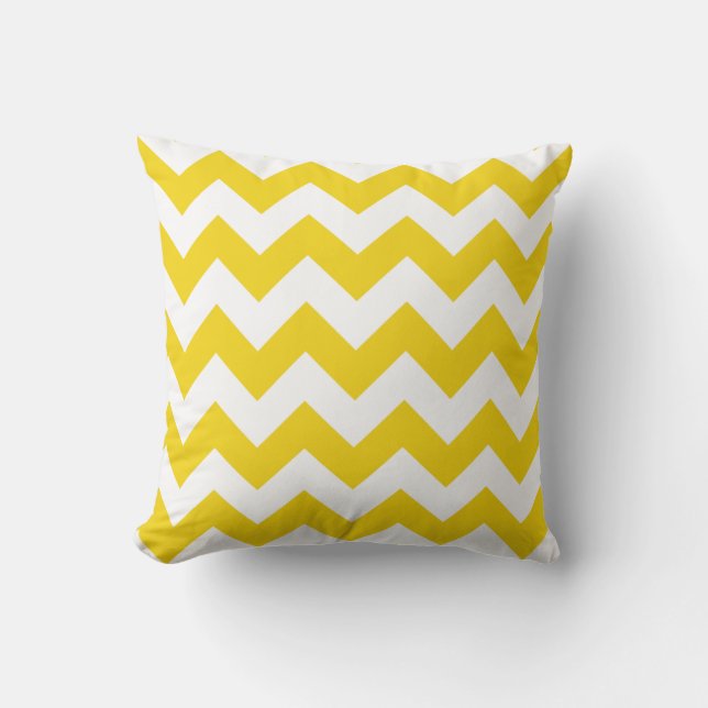 Almohada del zigzag con Chevron amarillo limón (Anverso)