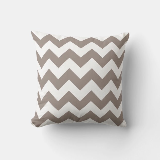 Almohada del zigzag con Chevron de color caqui (Anverso)
