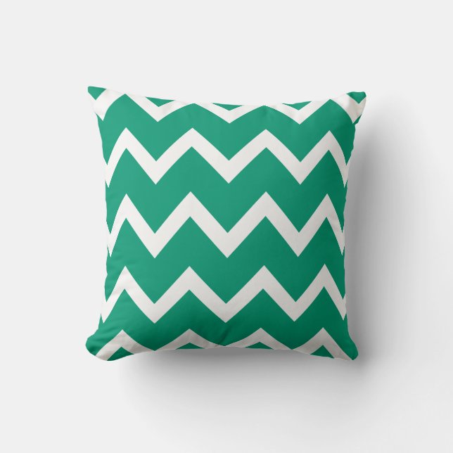 Almohada del zigzag con el verde esmeralda Chevron (Anverso)