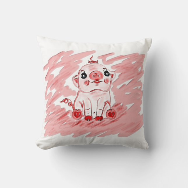 Almohada delantera y trasera del cerdo rosado de (Anverso)
