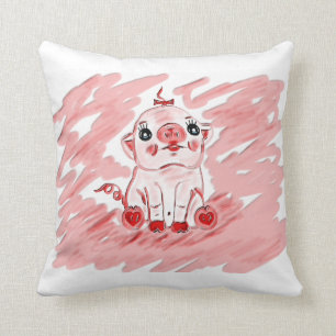 Almohada delantera y trasera del cerdo rosado de