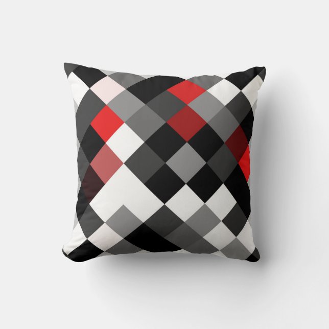 Almohada diagonal roja blanca negra intrépida del (Anverso)