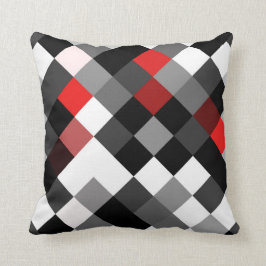 Almohada diagonal roja blanca negra intrépida del