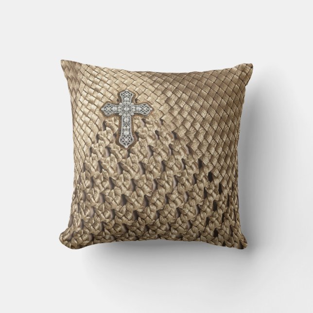 Almohada diamante de imitación tejida falsa cesta (Anverso)