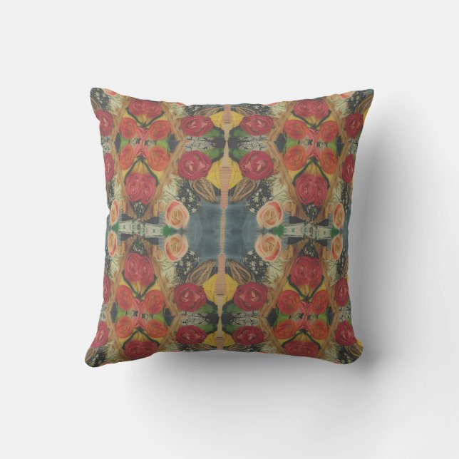 almohada diseñada con flores boho (Reverso)