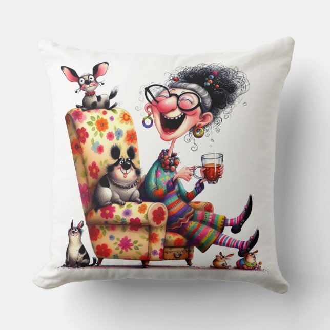 Almohada Divertida Abuela Colorido Arte Divertido  (Anverso)