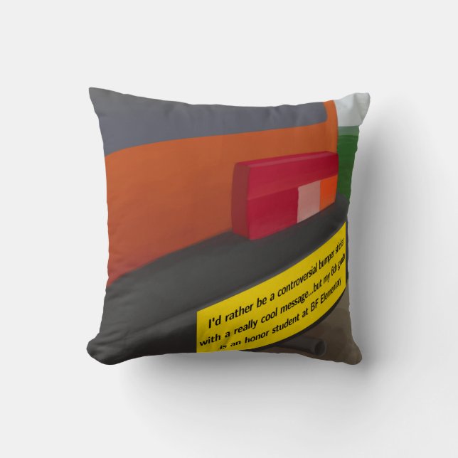 Almohada divertida con pegatina de bumper desconte (Anverso)