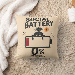 Almohada divertida de batería social al 0 por cien