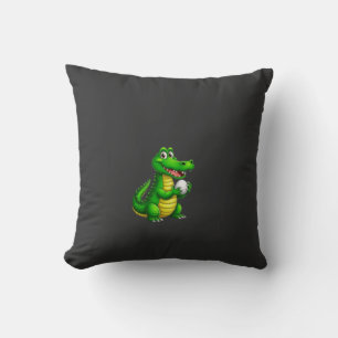 Almohada divertida de cocodrilo verde lindo fútbol