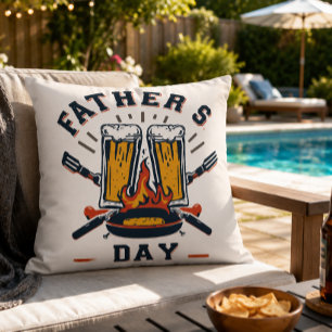 Almohada divertida de Día del Padre con cerveza y