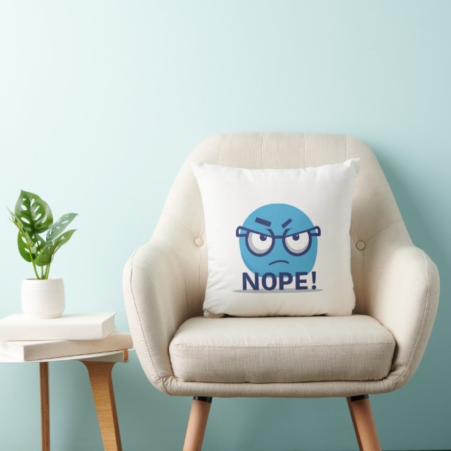 Almohada divertida de Emoji Nope – Cara enojada az (Silla)