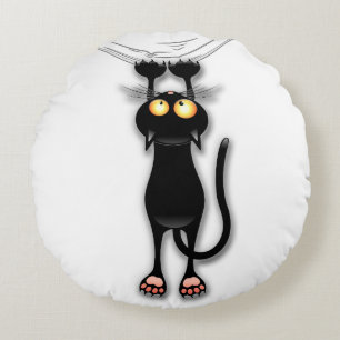 Almohada divertida de gato negro que se cae