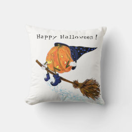 Almohada divertida de Halloween de bruja y calabaz