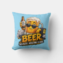 Almohada divertida de lanzamiento de cerveza