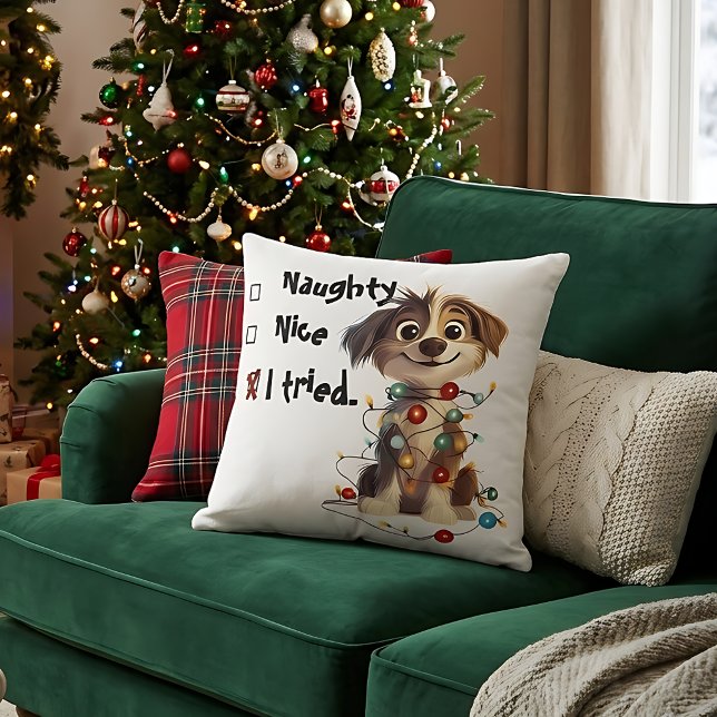 Almohada divertida de Navidad de perro travieso o  (Subido por el creador)