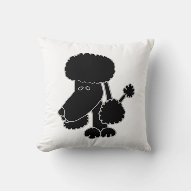 Almohada divertida de perro de raza Caniche negro (Anverso)