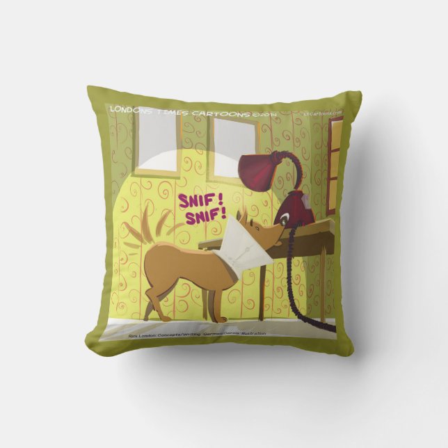 Almohada divertida de perro que lleva cono olfatea (Anverso)