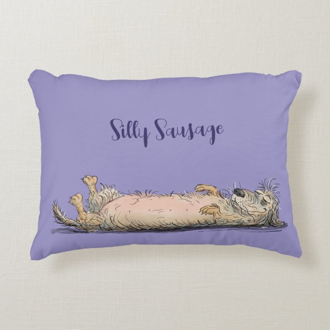 Almohada divertida de perro salchicha Dachshund (Anverso)