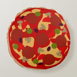 Almohada divertida de pizza redonda de pepperoni