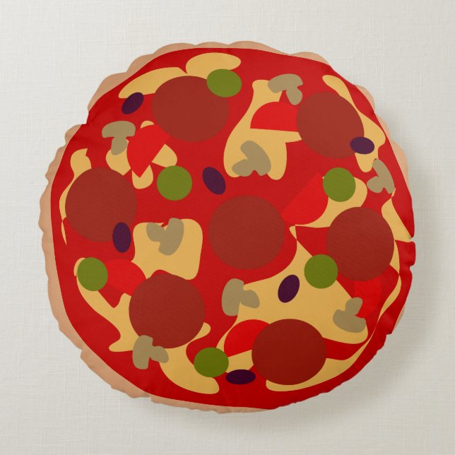 Almohada divertida de pizza redonda de pepperoni (Anverso)