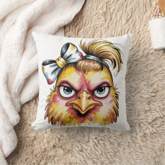 Almohada divertida de pollo con pelo despeinado