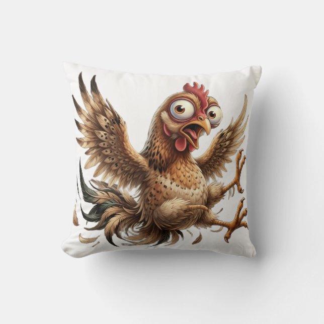 Almohada divertida de pollo loco (Anverso)