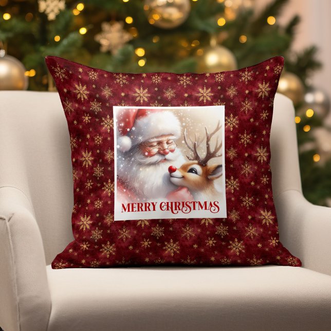 Almohada divertida de Santa Rudolph Navideña Felic (Playful Santa Rudolph Xmas Pillow Merry Holiday )