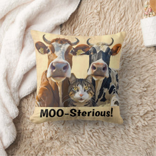 Almohada divertida de selfie misteriosa de vacas y