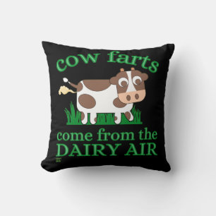 almohada divertida de tiro "COW FARTS..."