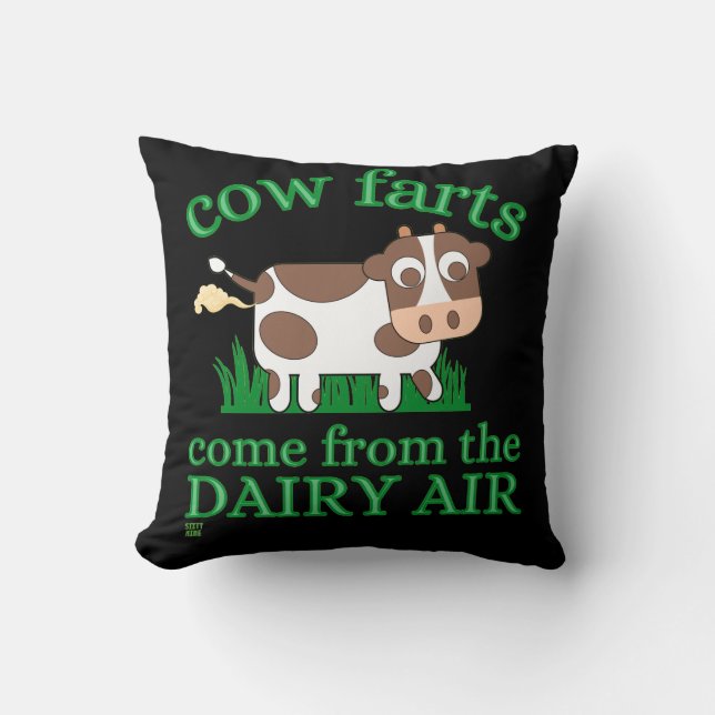 almohada divertida de tiro "COW FARTS..." (Anverso)