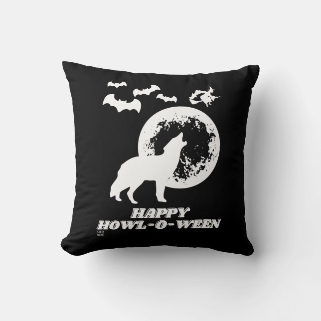 almohada divertida de tiro "HAPPY HOWL-O-WEEN 2" (Anverso)