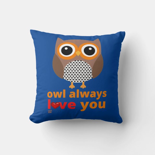 almohada divertida de tiro "OWL SIEMPRE TE AMA" (Anverso)