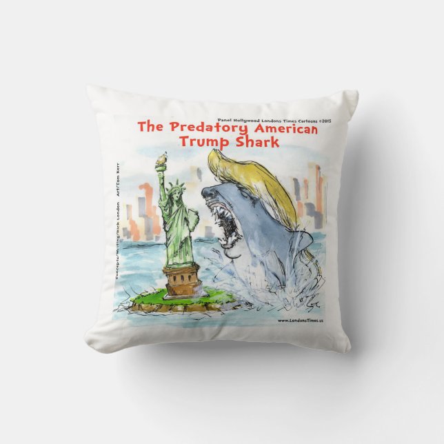 Almohada divertida de Trump Shark de algodón puro (Anverso)
