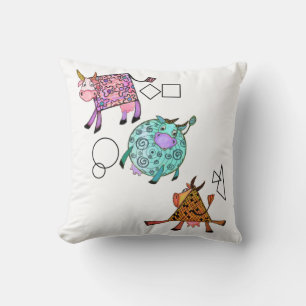 Almohada Divertida de Vacas Geométricas Coloridas