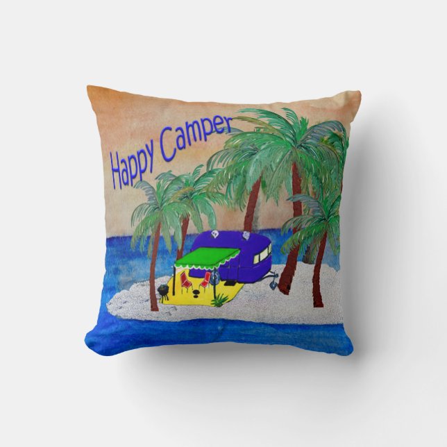 Almohada divertida para campista feliz (Anverso)
