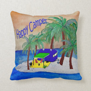 Almohada divertida para campista feliz