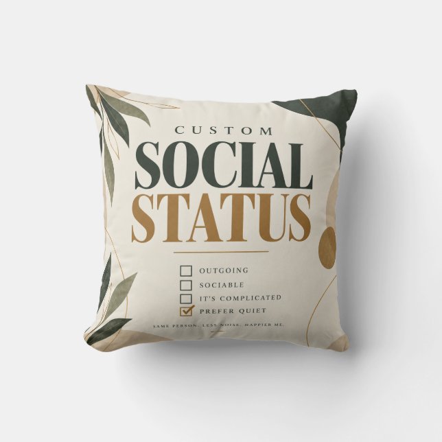 Almohada divertida para introvertidos con estado s (Anverso)