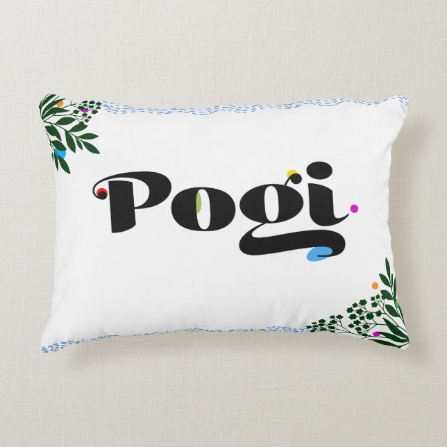 Almohada Divertida 'Pogi' Almohada Con Acento Boho (Anverso)