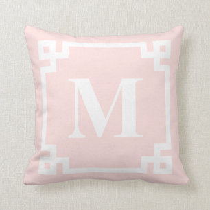 Almohada dominante griega rosada II del monograma