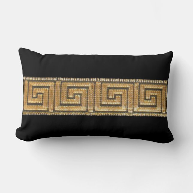 Almohada dorada con llave griega sobre negro (Anverso)
