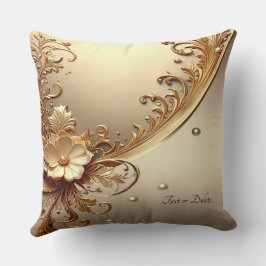 Almohada dorada ornamental floral