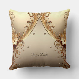 Almohada dorada ornamental floral