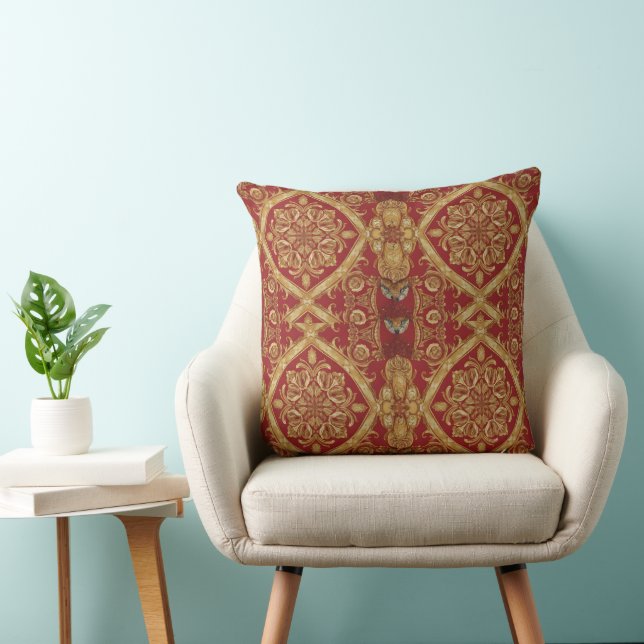 Almohada Dorada Roja Ornata 4 Salón (Silla)