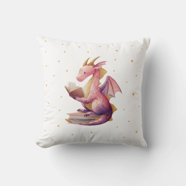 Almohada Dragón Leyendo - Decoración de Habitación (Anverso)